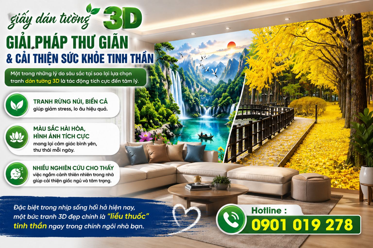 tranh dán tường 3d giải pháp sức khỏe tinh thần