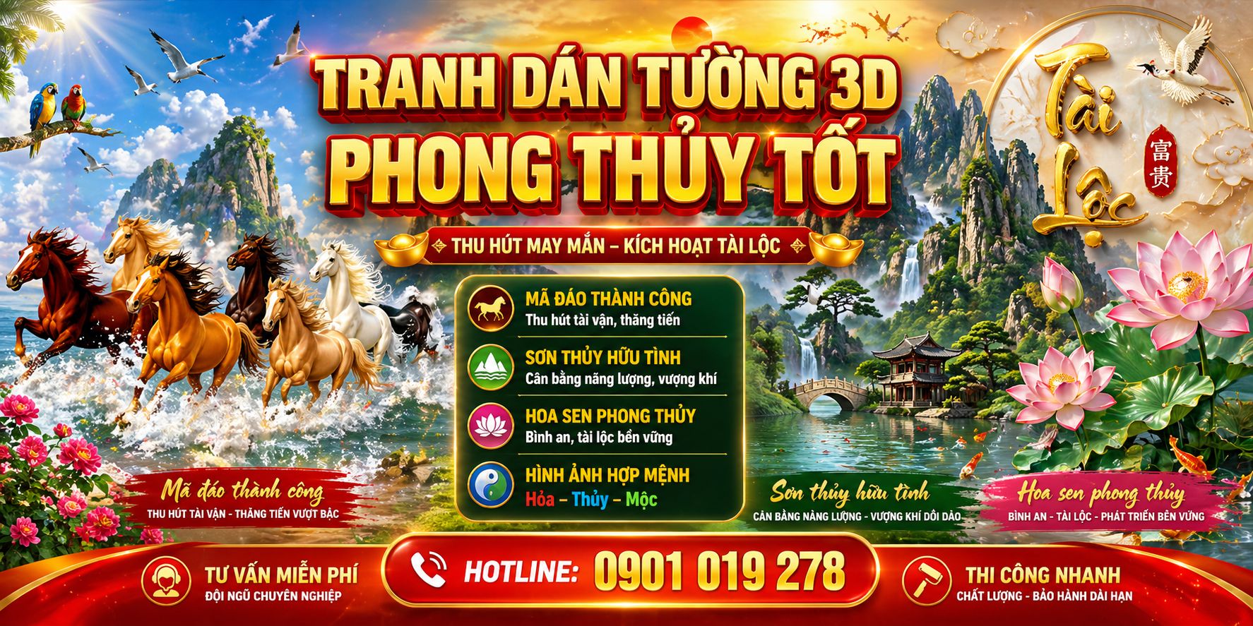 tranh dán tường 3d phong thủy tốt