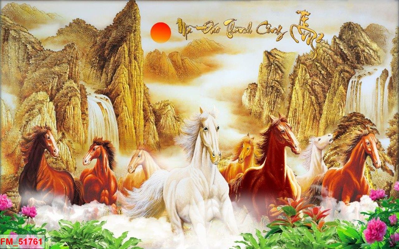 tranh dán tường bát mã truy phong 