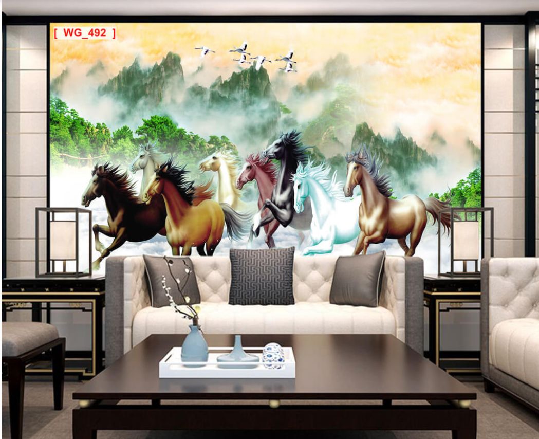 tranh dán tường bát mã truy phong 