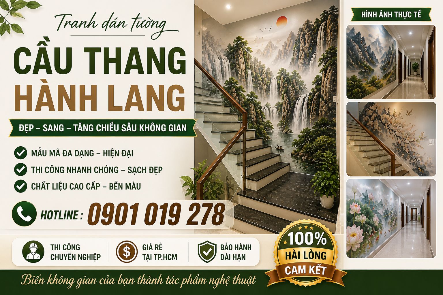 tranh dán tường 3D hành lang cầu thang