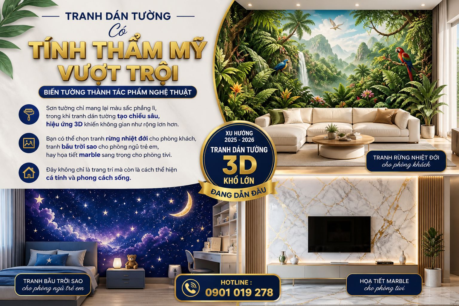 tranh dán tường có tính thẩm mỹ vượt trội