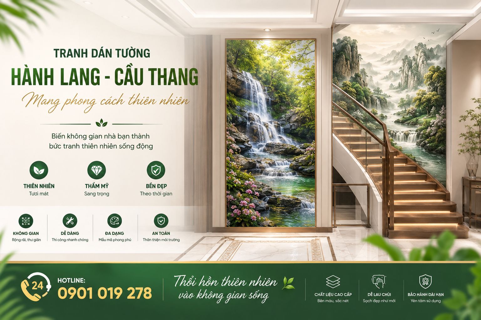 tranh dán tường hành lang - cầu thang 