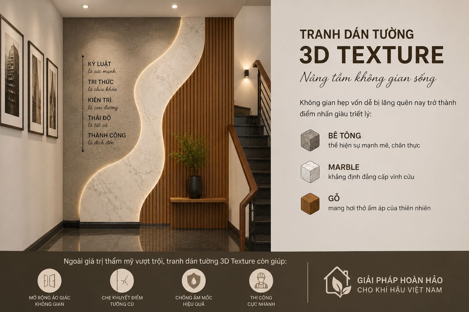 tranh dán tường 3D hành lang cầu thang 