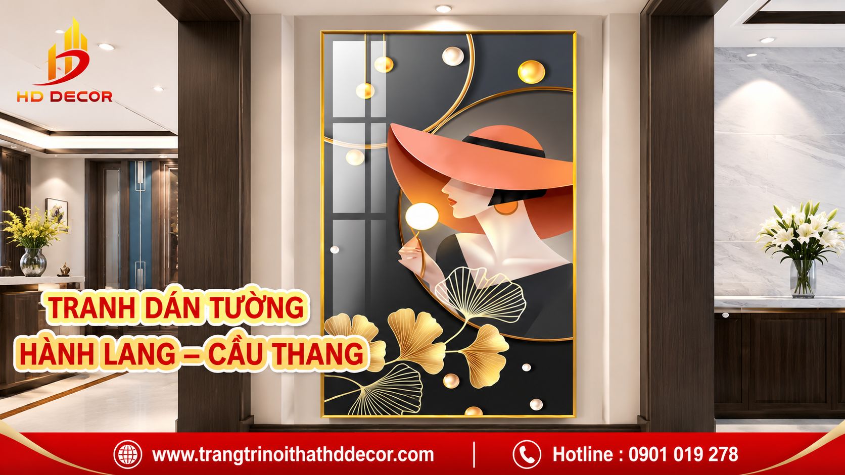 tranh dán tường hành lang cầu thang 