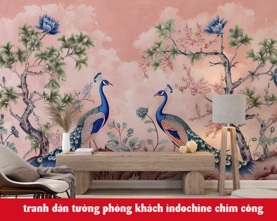 tranh dán tường chim công phong thủy 