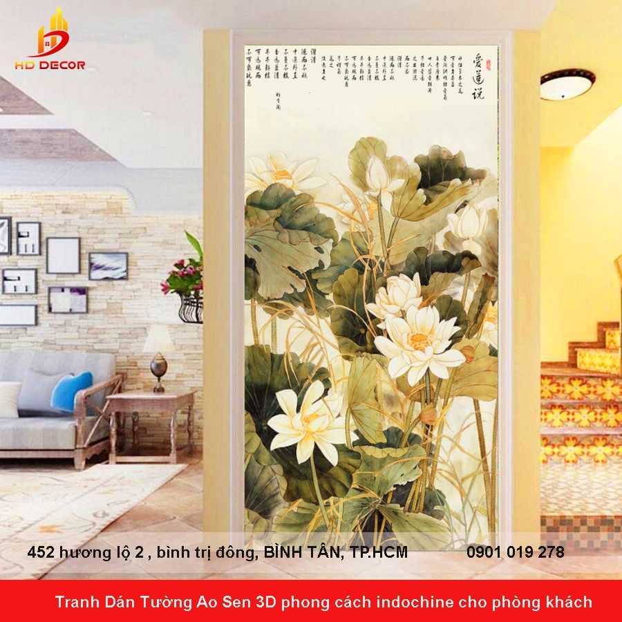 tranh dán tường indochine phòng khách