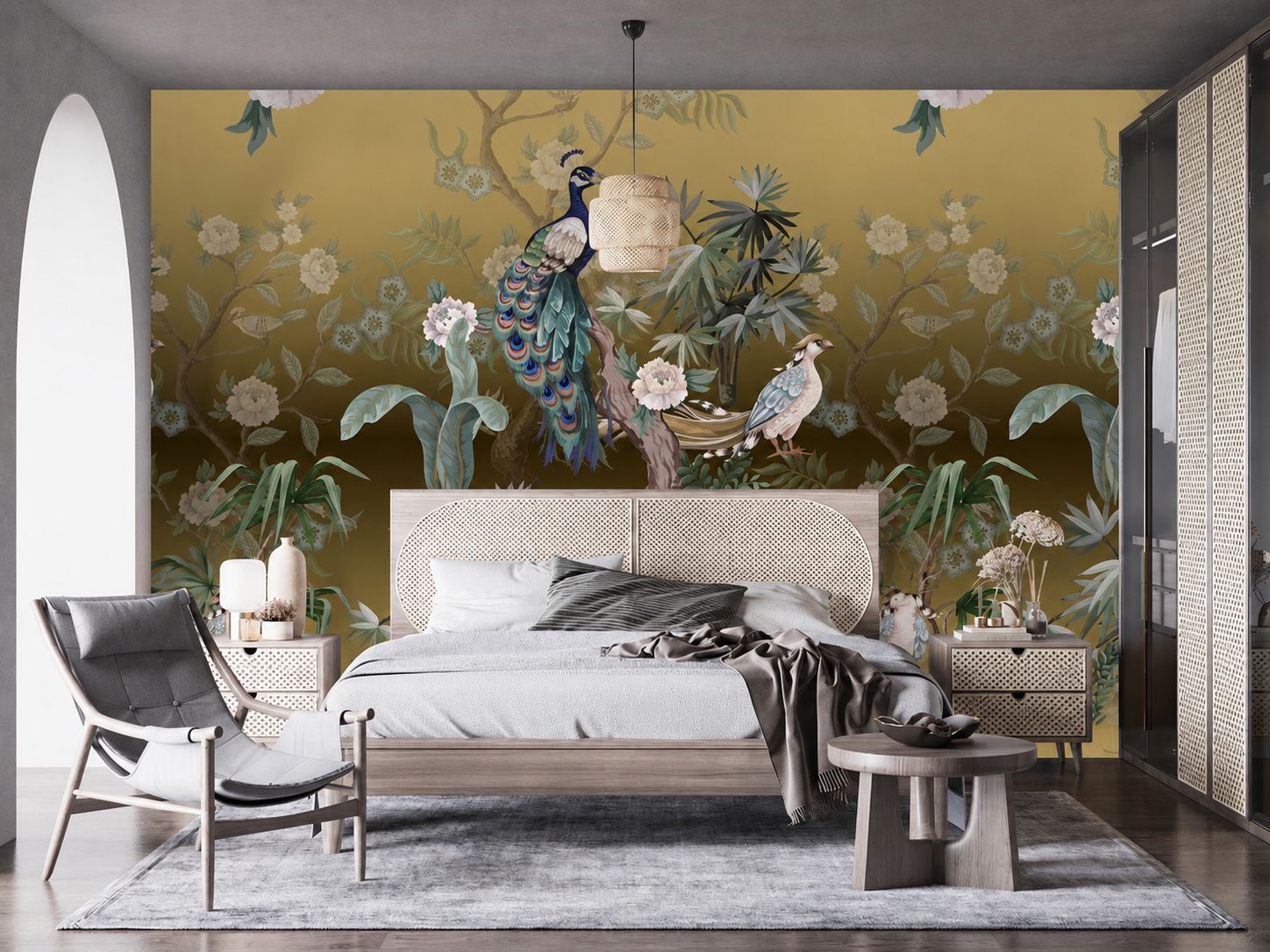 tranh dán tường indochine phòng khách