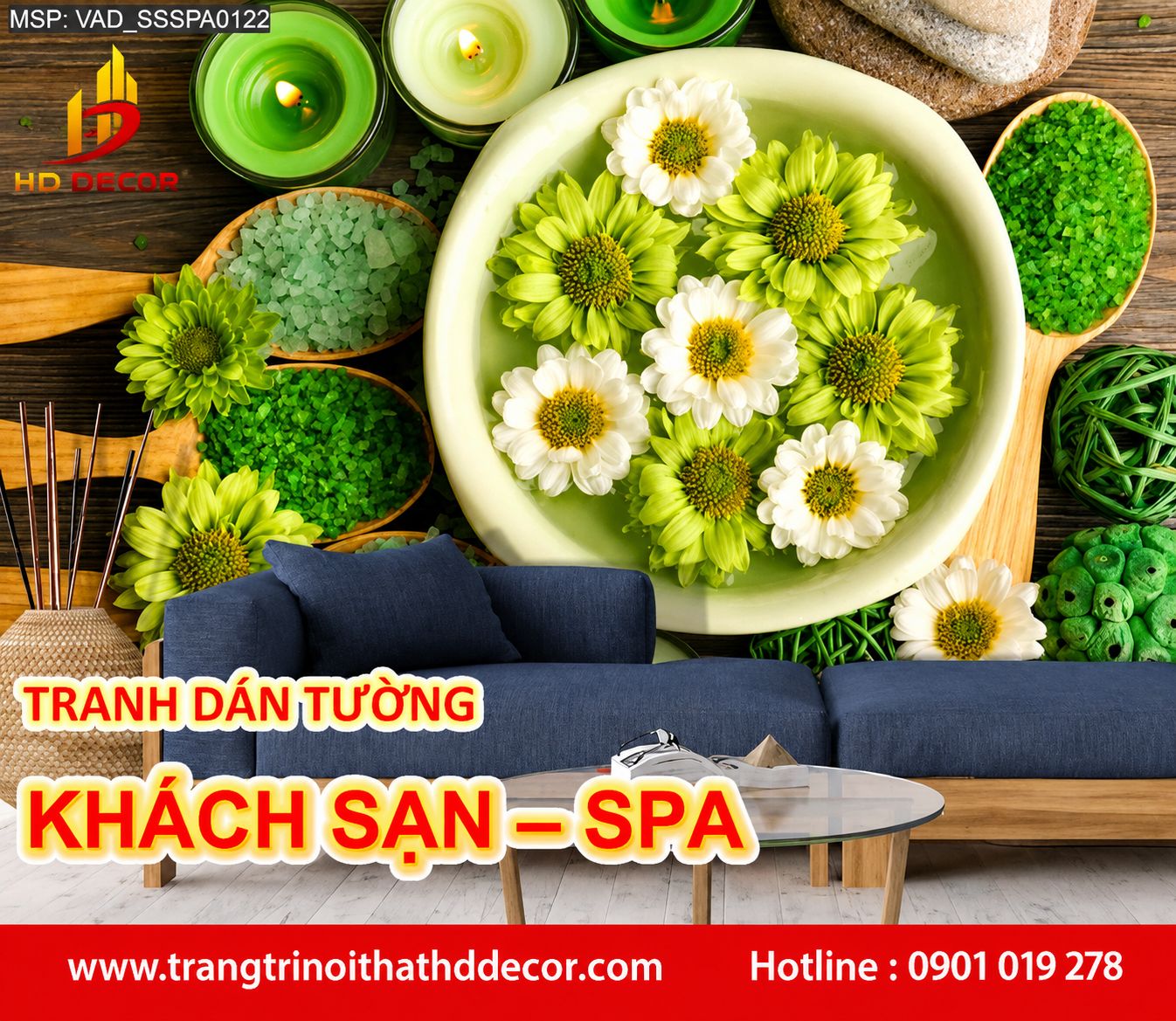 tranh dán tường khách sạn spa 