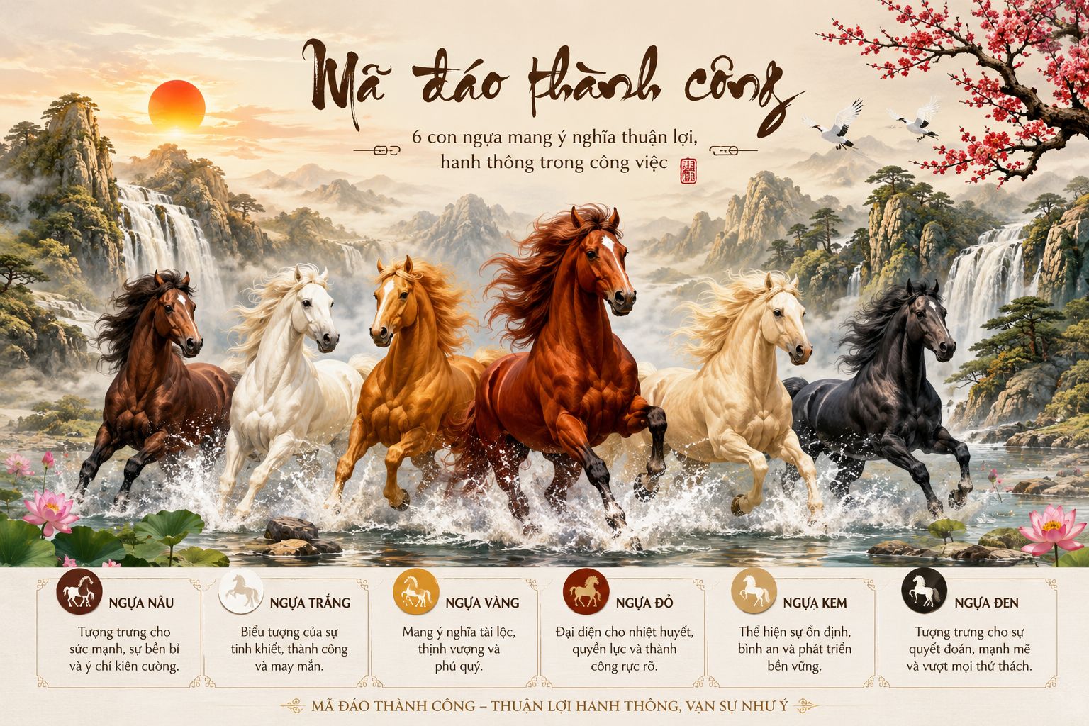 tranh dán tường mã đáo thành công 