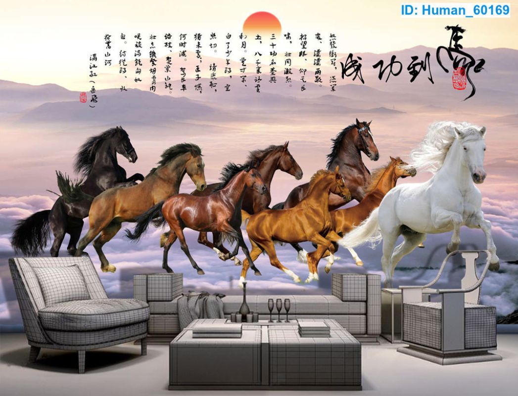 tranh dán tường mã đáo thành công đẹp nhất hiện nay 