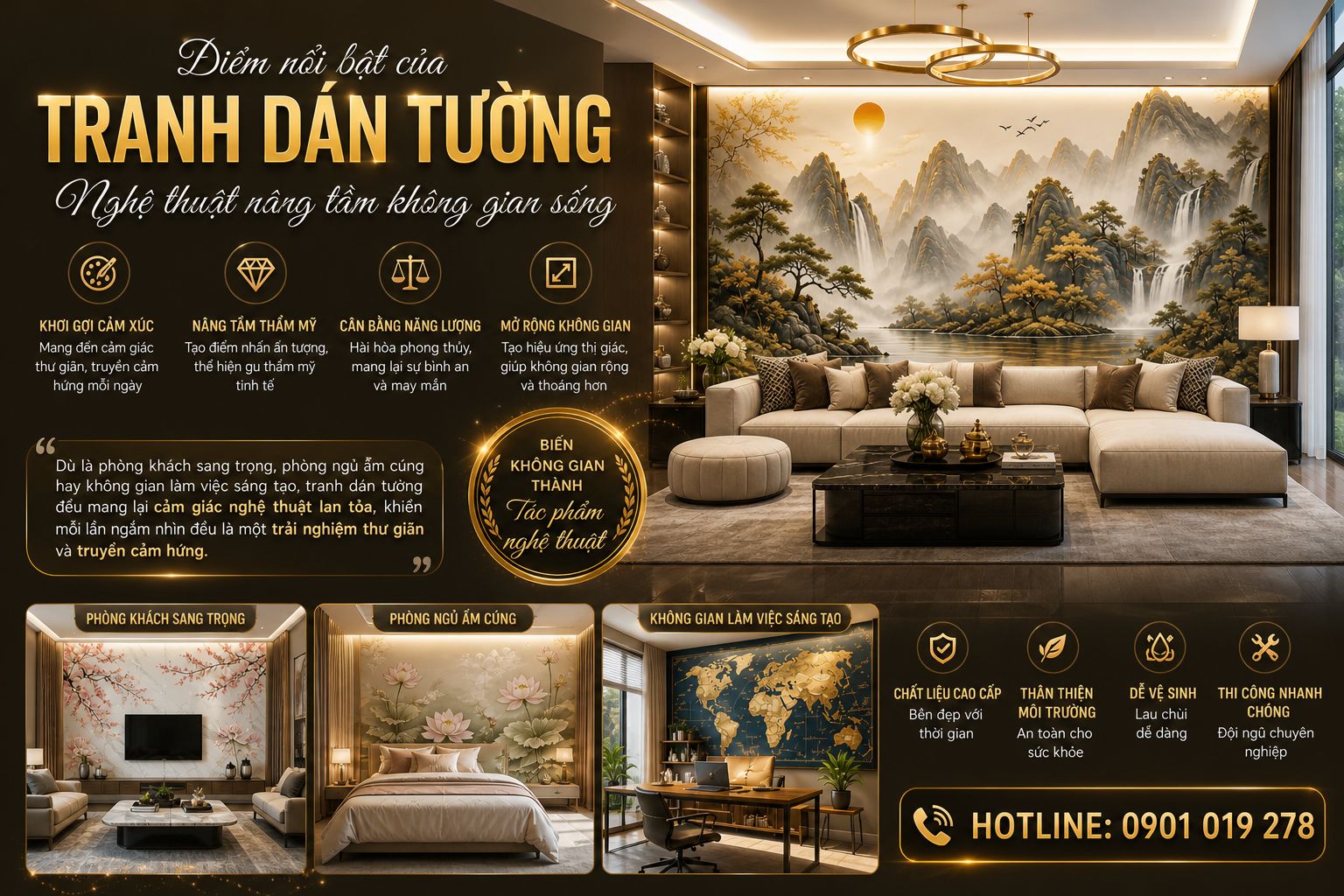 tranh dán tường nâng tầm không gian sống