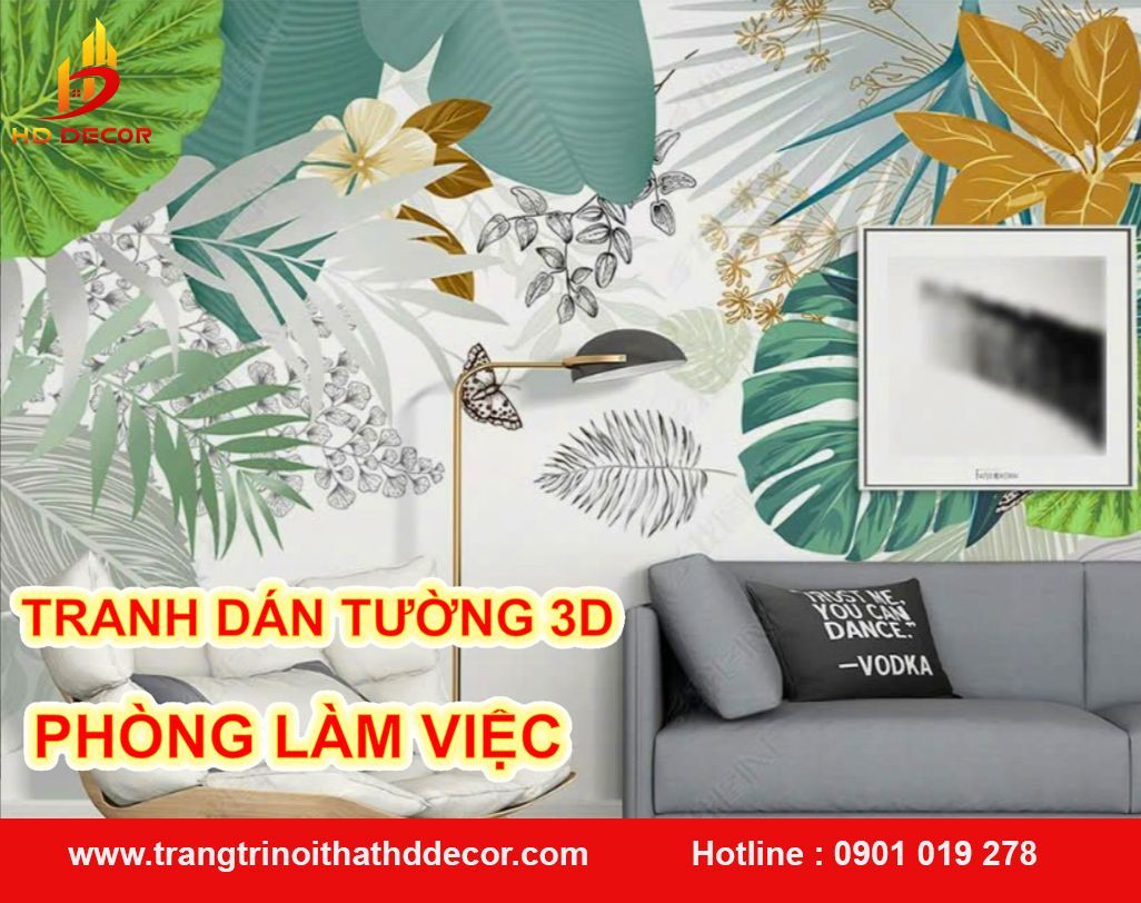 tranh dán tường phòng làm việc 