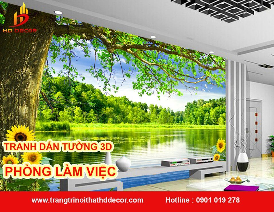 tranh dán tường phòng làm việc 