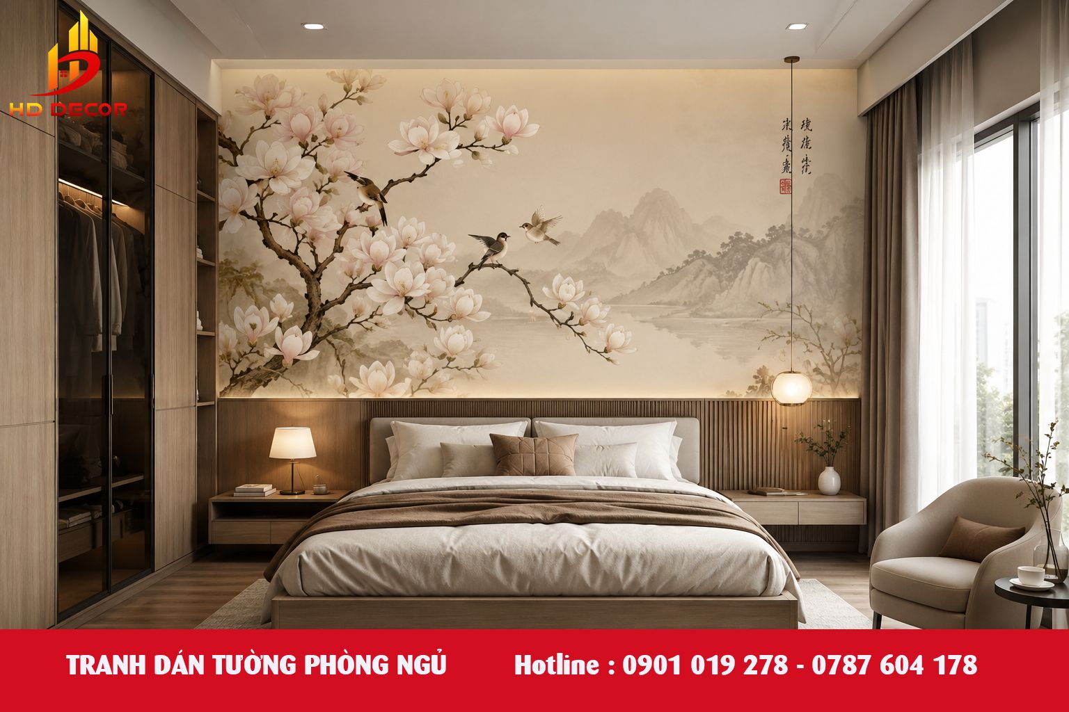 tranh dán tường phòng ngủ 