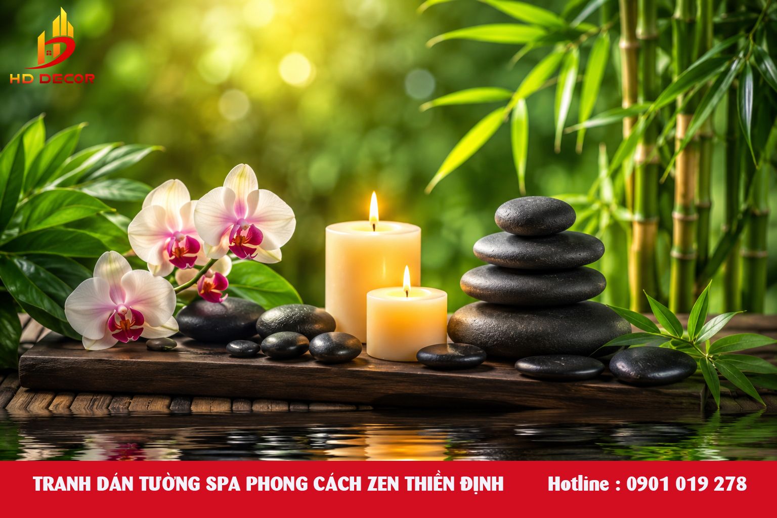 tranh dán tường spa phong cách thiền định