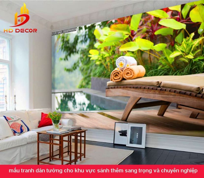 tranh dán tường spa thiên nhiên