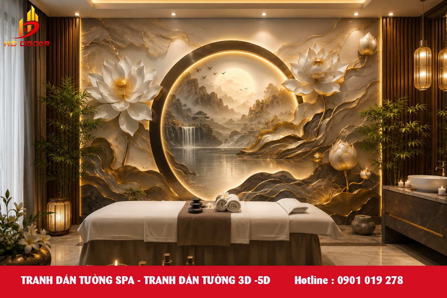 TRANH DÁN TƯỜNG spa - tranh dán tường 3D - 5D