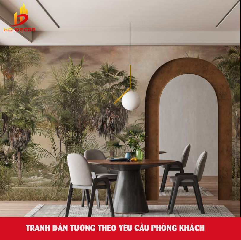tranh dán tường theo yêu cầu cho phòng khách 