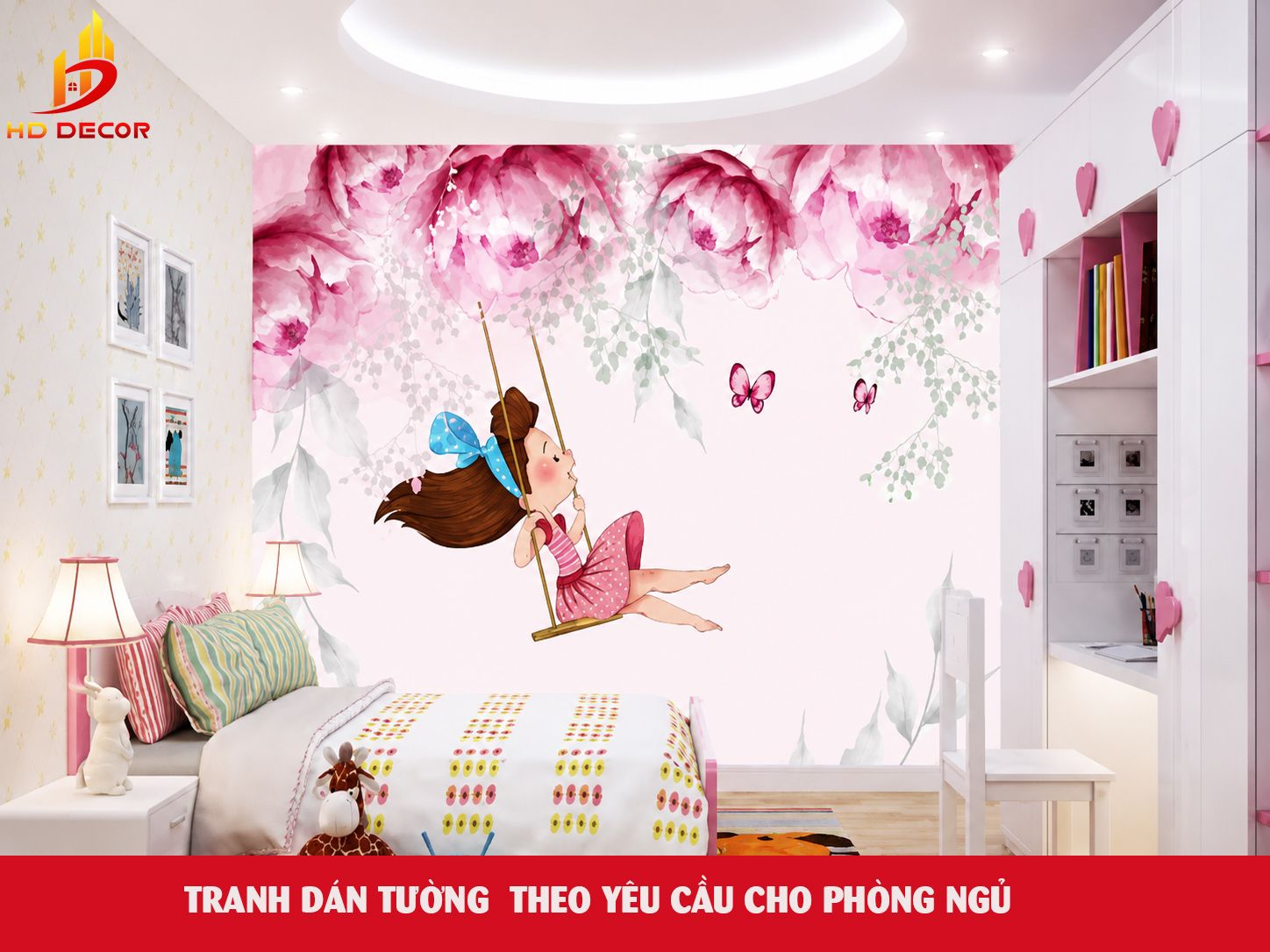tranh dán tường theo yêu cầu phòng ngủ