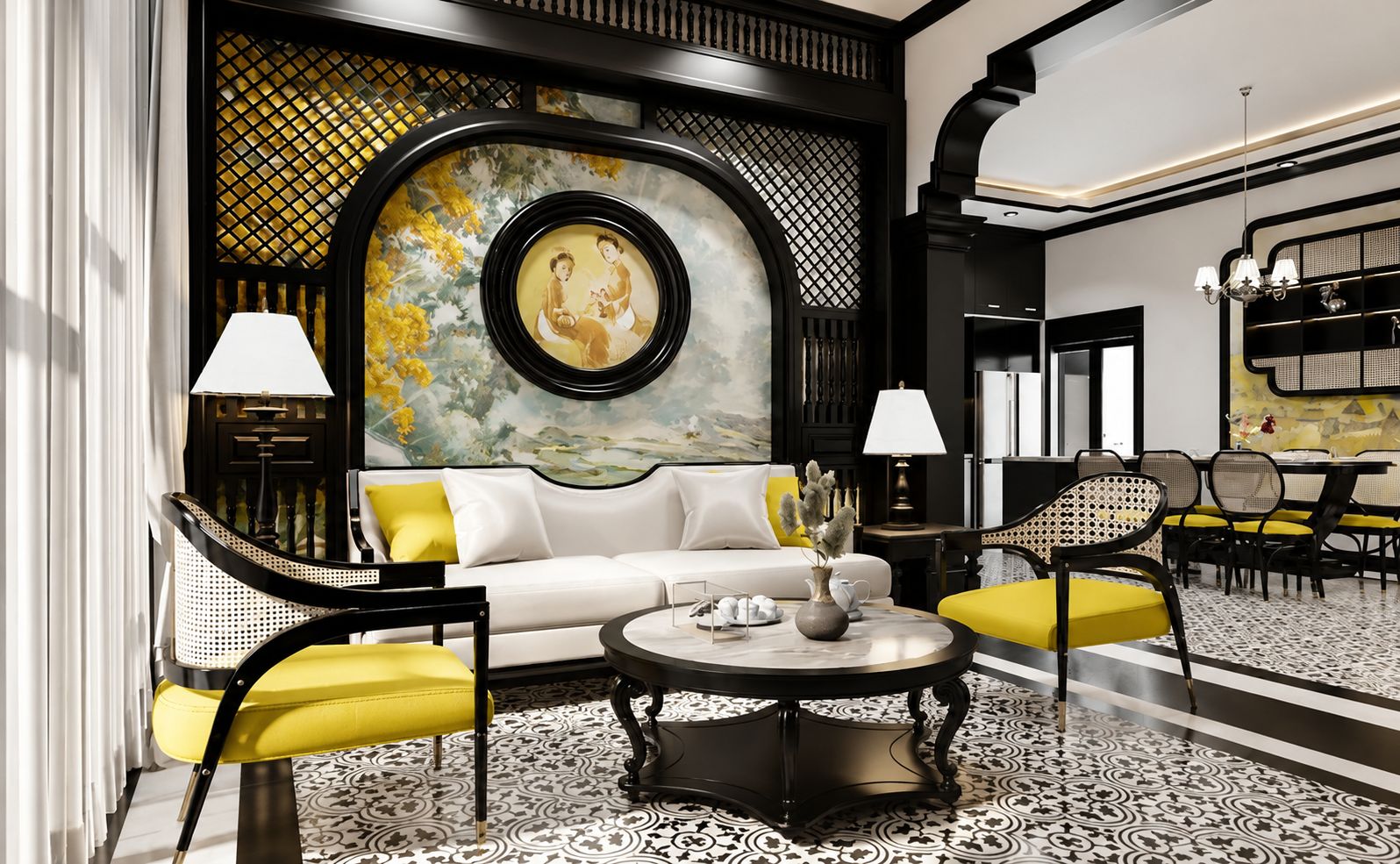 tranh dán tường indochine đông dương 