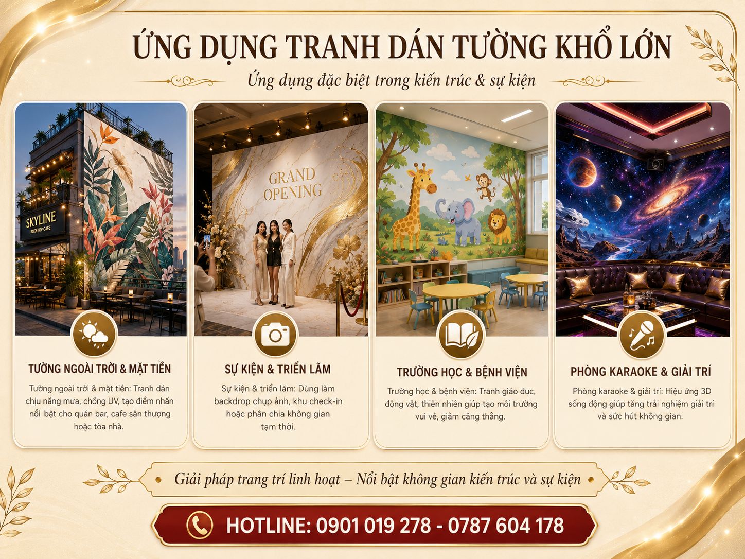 ứng dụng của tranh dán tường khổ lớn 