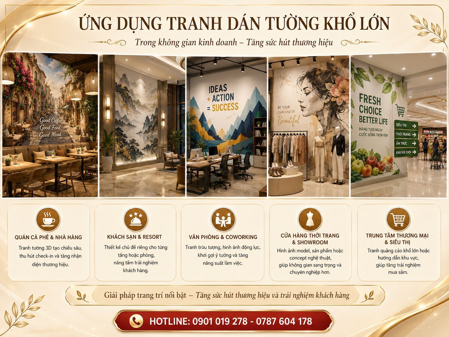 ứng dụng tranh dán tường khổ lớn trong kinh doanh