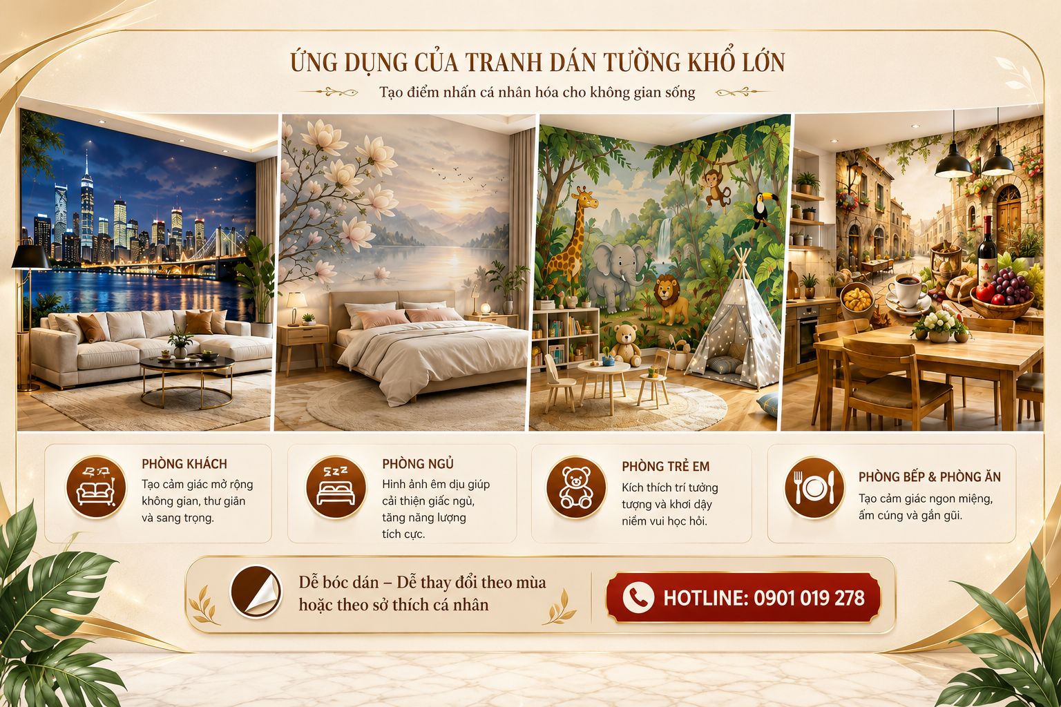 ứng dụng của tranh dán tường khổ lớn