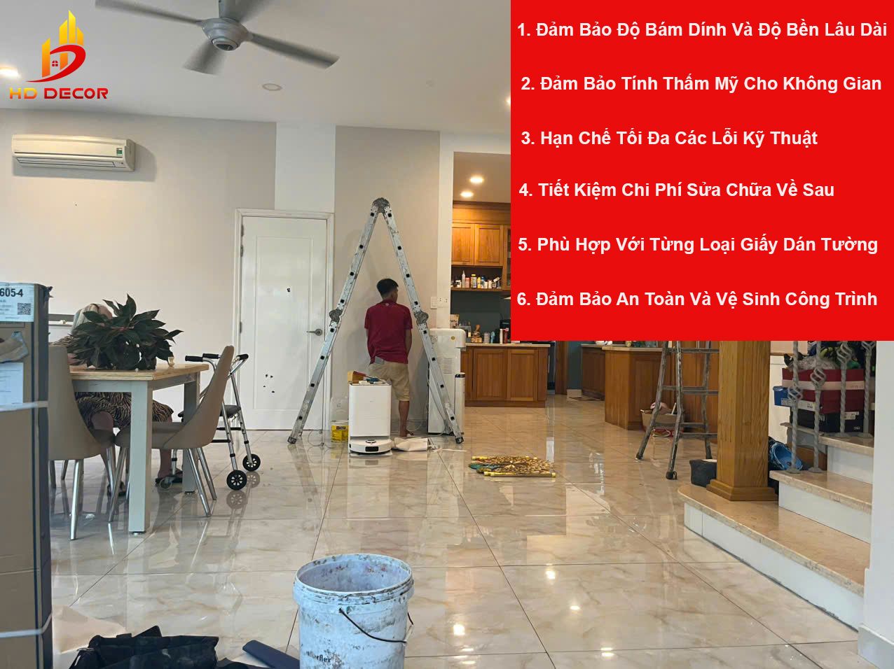 vì sao cần tuân thủ quy trình thi công giấy dán tường 