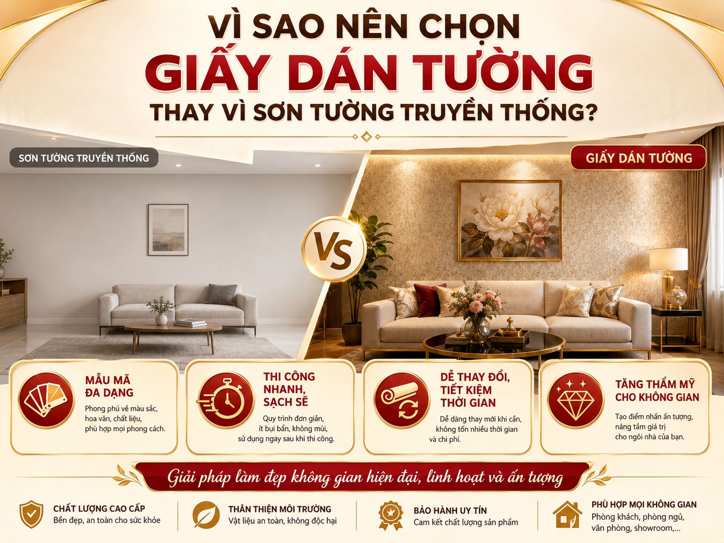 vì sao nên chọn giấy dán tường thay vì sơn tường truyền thống ?