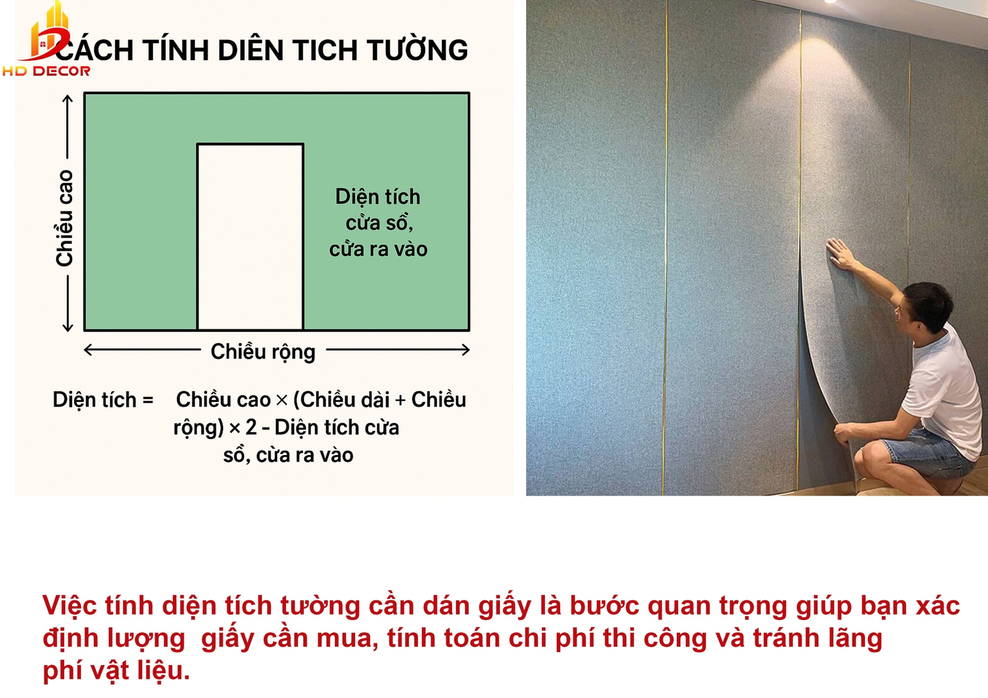 diện tích giấy dán tường ảnh hưởng đến giá thi công giấy dán tường
