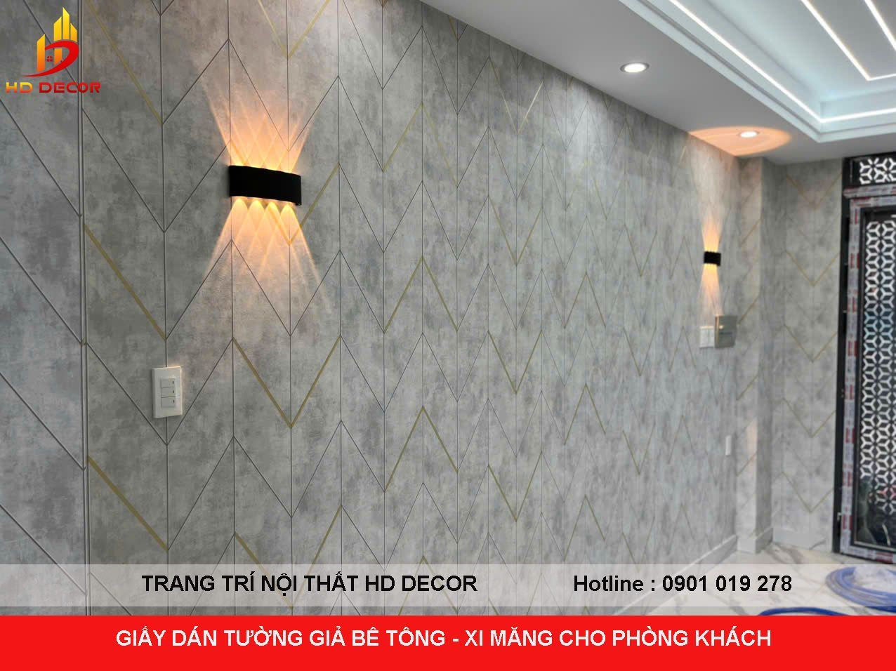 xu hướng giấy dán tường giả xi măng - bê tông