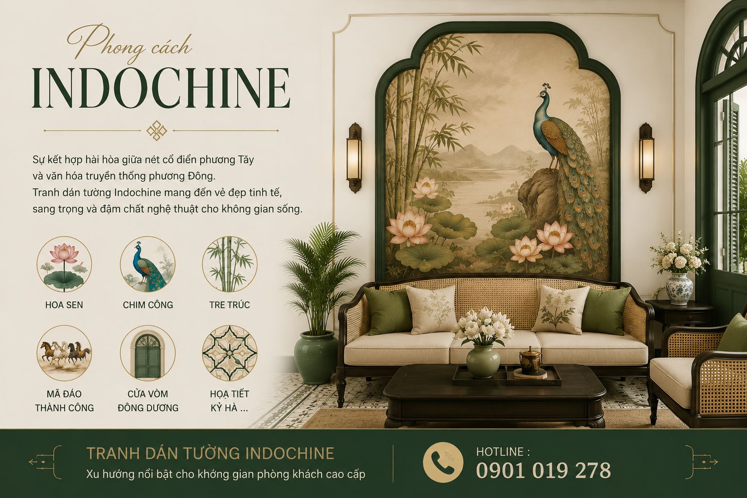 xu hướng tranh dán tường indochine năm 2026 