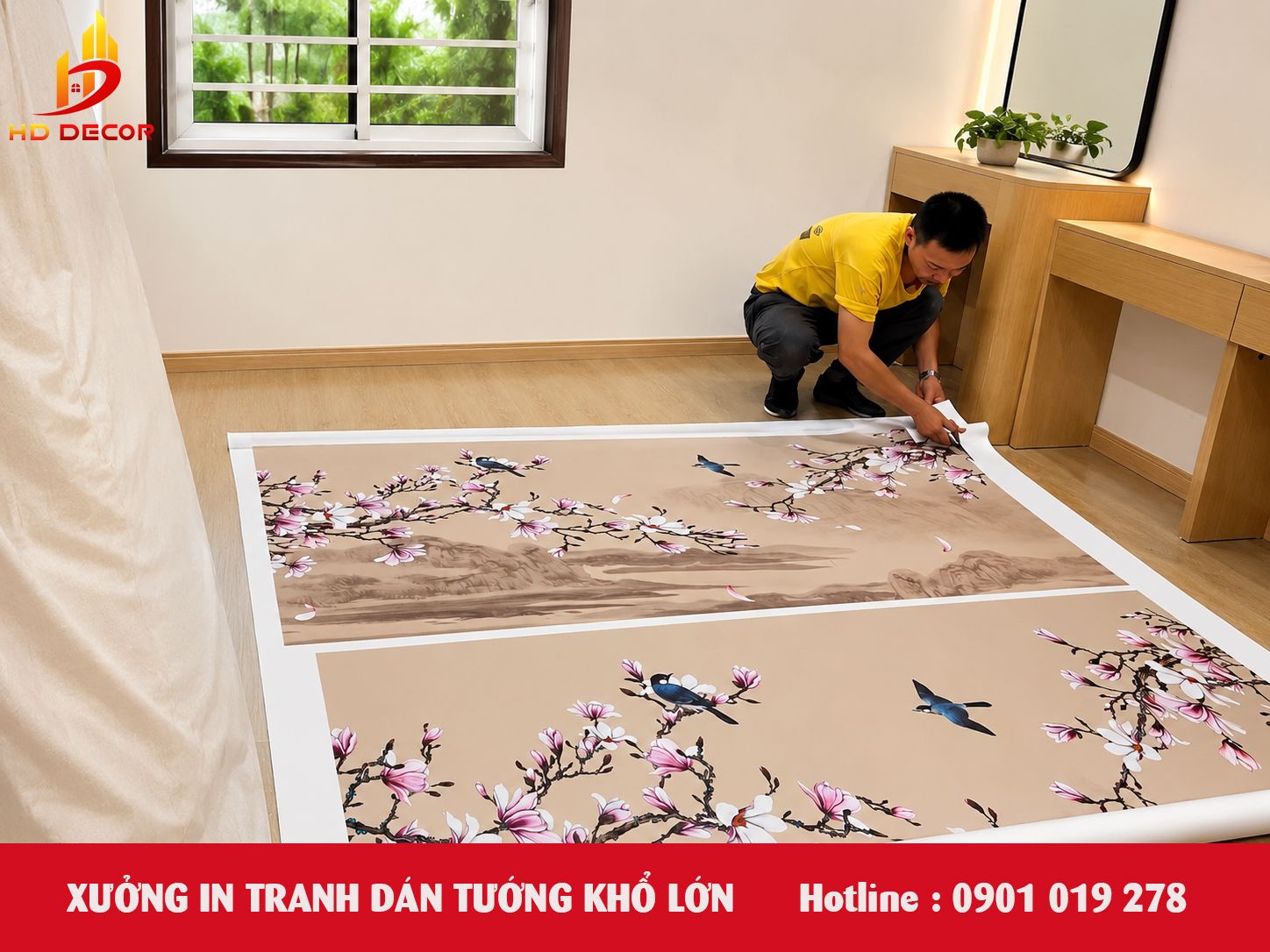 xưởng in tranh dán tường khổ lớn
