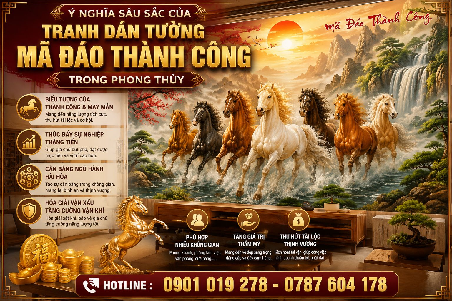 ý nghĩa tranh dán tường 3D mã đáo thành công