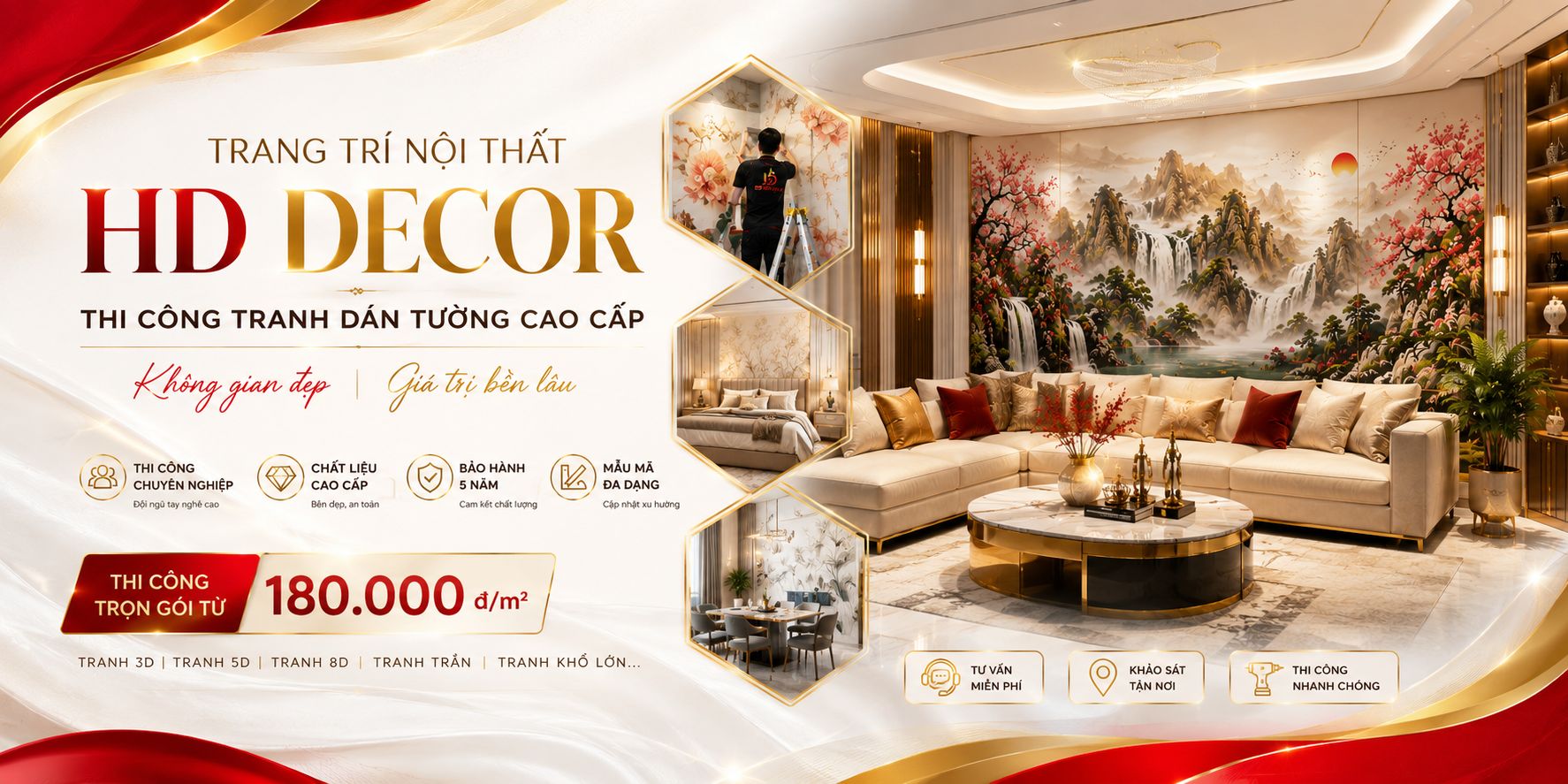DỊCH VỤ THI CÔNG TRANH DÁN TƯỜNG GIÁ RẺ