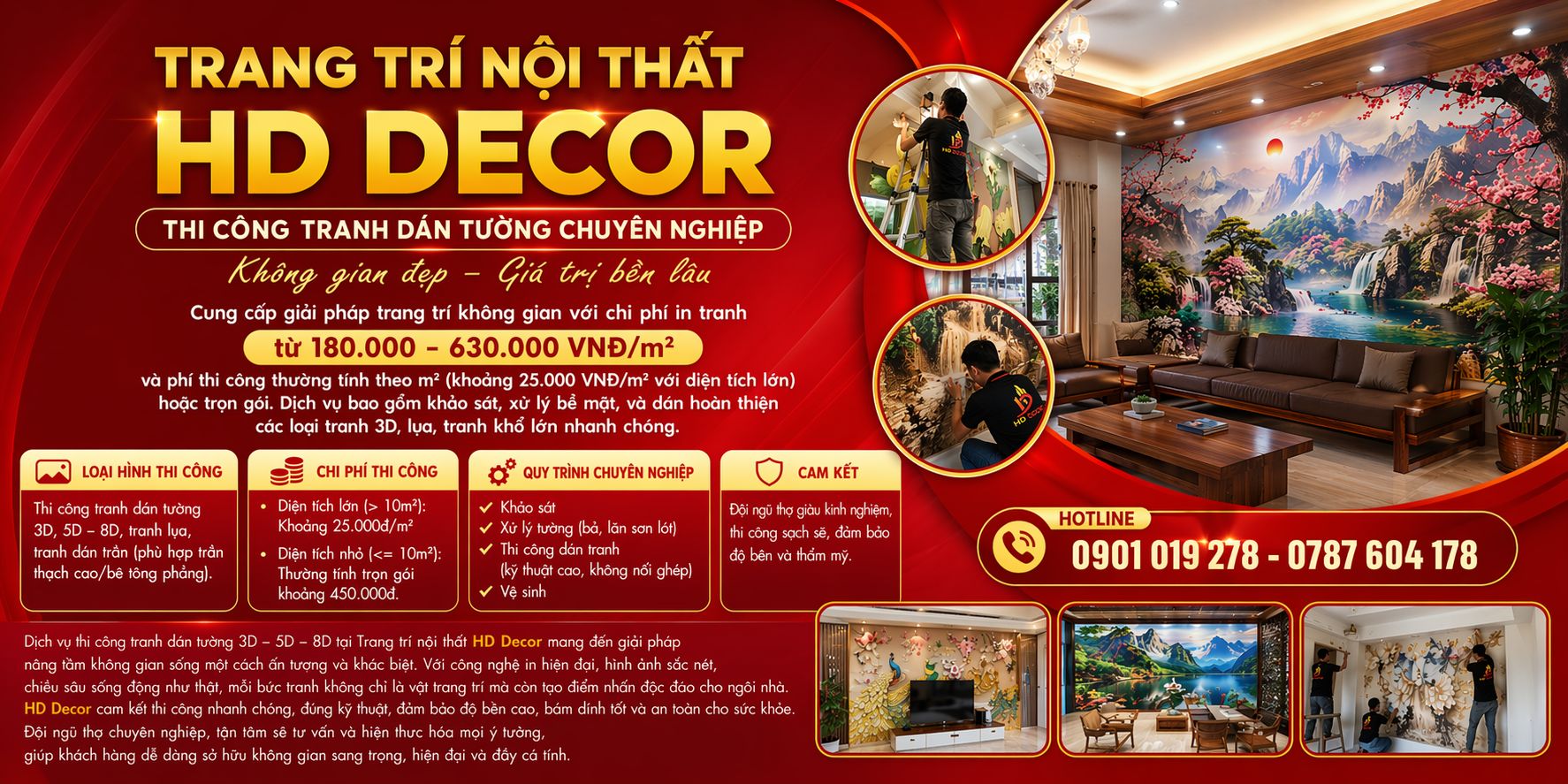 DỊCH VỤ THI CÔNG TRANH DÁN TƯỜNG GIÁ RẺ