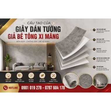GIẤY DÁN TƯỜNG GIẢ BÊ TÔNG  XI MĂNG ĐẸP , GIÁ RẺ TẠI TP.HCM 