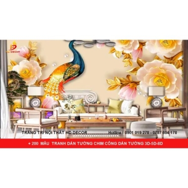 + 200 MẪU TRANH DÁN TƯỜNG  CHIM CÔNG 3D-5D-8D 