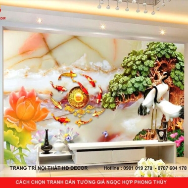 CÁCH CHỌN TRANH DÁN TƯỜNG GIẢ NGỌC HỢP PHONG THỦY MANG LẠI TÀI LỘC VÀ MAY MẮN