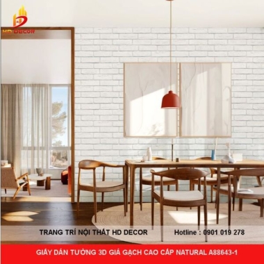 GIẤY DÁN TƯỜNG 3D GIẢ GẠCH CAO CẤP NATURAL A88643-1