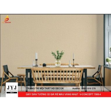 GIẤY DÁN TƯỜNG 3D GIÁ RẺ MÀU VÀNG NHẠT  V-CONCEPT 7908-4 
