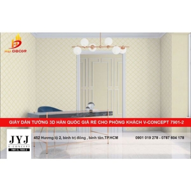 GIẤY DÁN TƯỜNG 3D HÀN QUỐC GIÁ RẺ CHO PHÒNG KHÁCH V-CONCEPT 7901-2