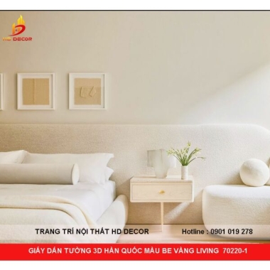 GIẤY DÁN TƯỜNG 3D HÀN QUỐC MÀU BE VÀNG LIVING  70220-1