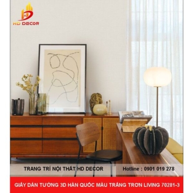 GIẤY DÁN TƯỜNG 3D HÀN QUỐC MÀU TRẮNG TRƠN LIVING 70281-3