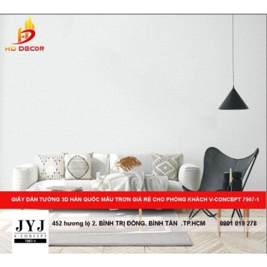 GIẤY DÁN TƯỜNG 3D HÀN QUỐC MẪU TRƠN GIÁ RẺ CHO PHÒNG KHÁCH V-CONCEPT 7907-1