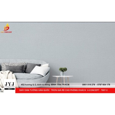 GIẤY DÁN TƯỜNG 3D HÀN QUỐC MẪU TRƠN GIÁ RẺ CHO PHÒNG KHÁCH V-CONCEPT 7907-3