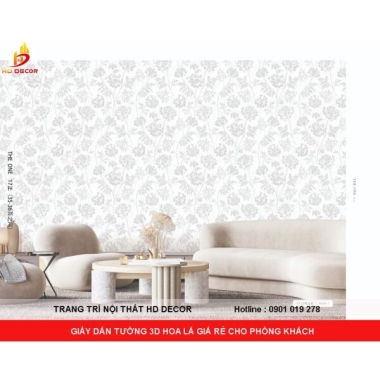 GIẤY DÁN TƯỜNG 3D HOA LÁ GIÁ RẺ CHO PHÒNG KHÁCH  THE ONE 6826-1