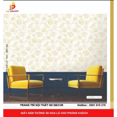 GIẤY DÁN TƯỜNG 3D HOA LÁ PHÒNG KHÁCH THE ONE 6826-2