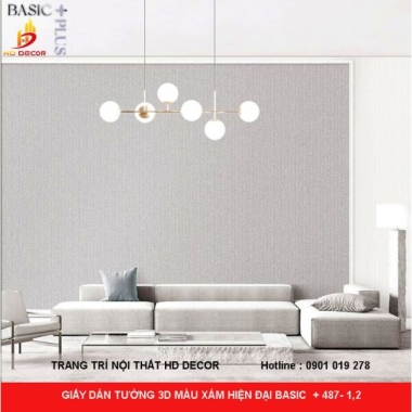 GIẤY DÁN TƯỜNG 3D MÀU XÁM HIỆN ĐẠI BASIC  + 487- 1,2 